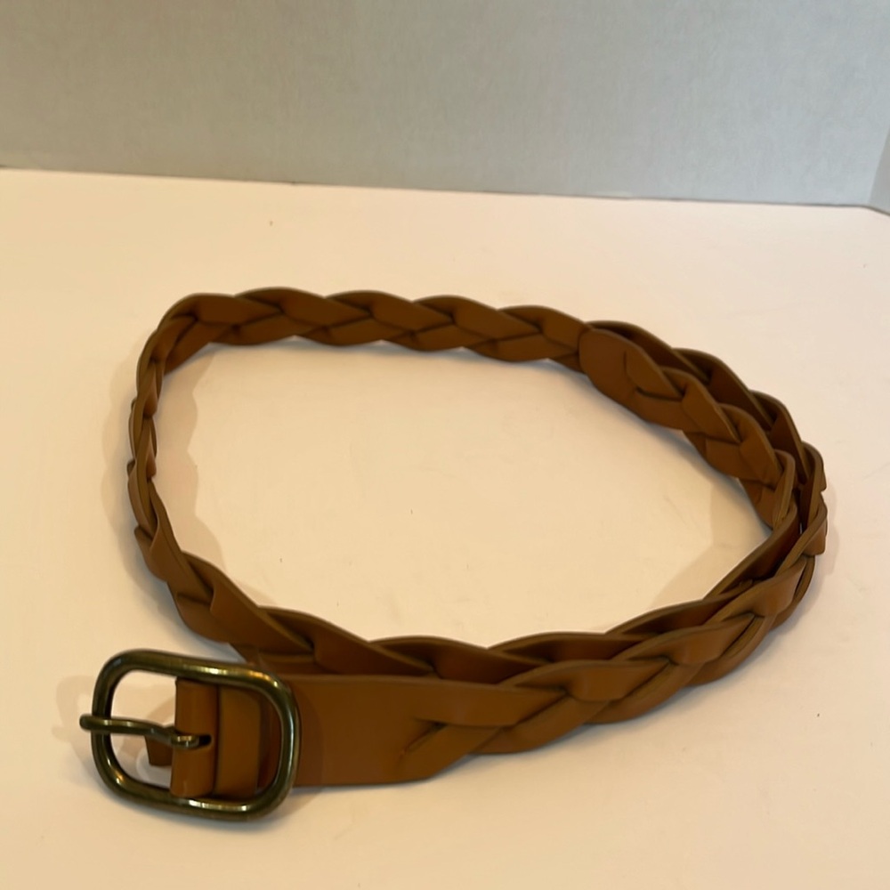 Brown woven braided leather belt 41 1/2 inches long 1 inch wide